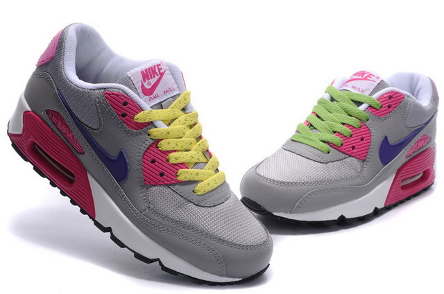 Womens Nike Air Max 90 Premium Mesh Natual Grey Hot Pink - Click Image to Close